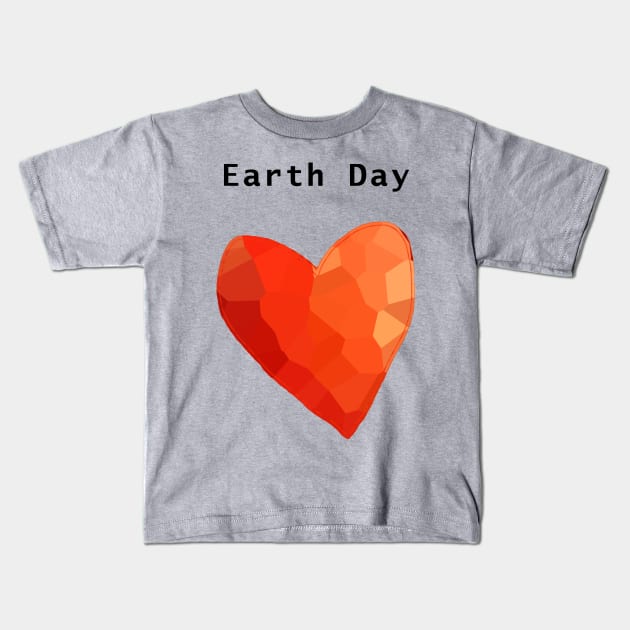 Earth Day Red Heart Kids T-Shirt by ellenhenryart